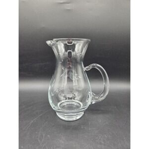VTG Princess House Small Etched Flowers Glass Juice Pitcher 6.5"